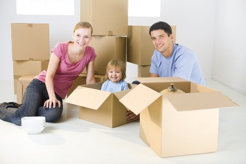 Office equipment and furniture being prepared for relocation