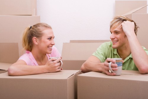 Boxes and furniture ready for a flat move in North London